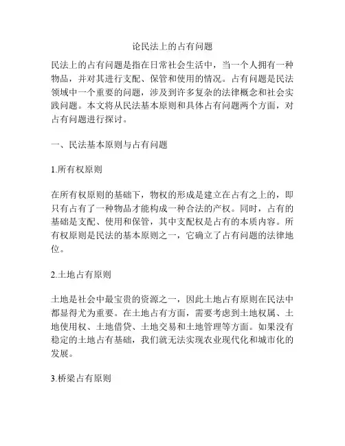 论民法上的占有问题