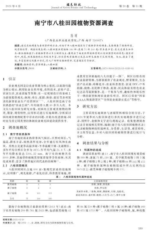 南宁市八桂田园植物资源调查