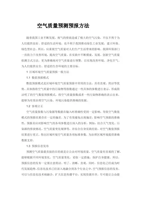空气质量预测预报方法