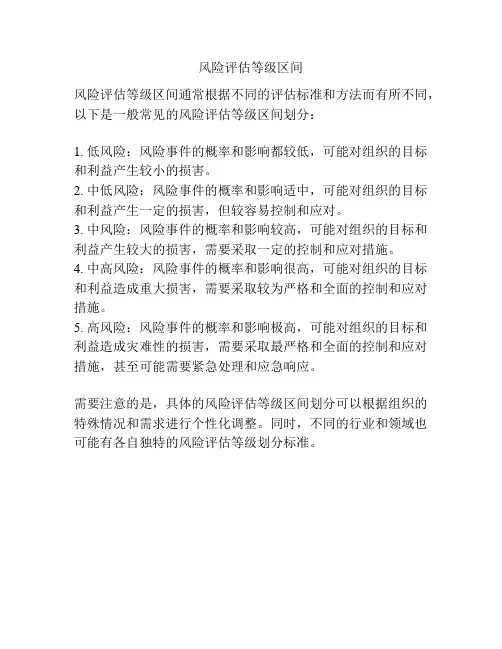 风险评估等级区间