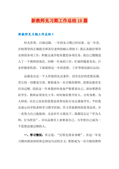 新教师见习期工作总结15篇