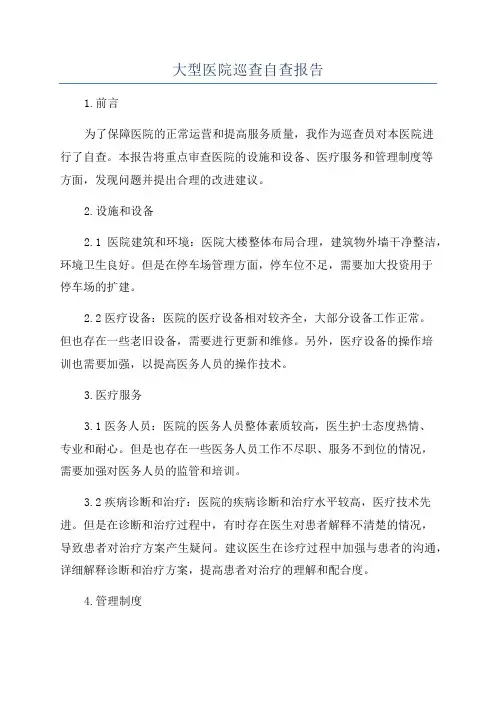 大型医院巡查自查报告