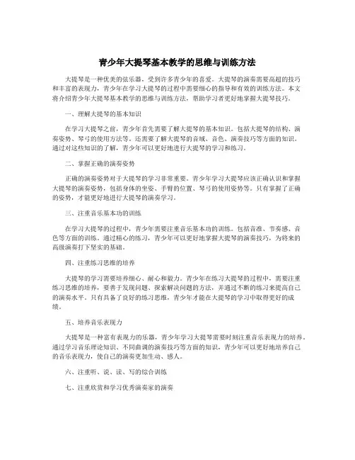 青少年大提琴基本教学的思维与训练方法