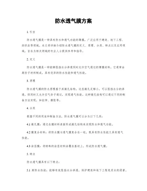 防水透气膜方案