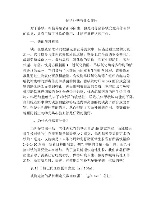 仔猪补铁有什么作用