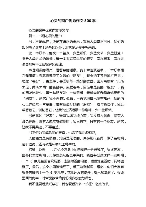 心灵的窗户优秀作文800字