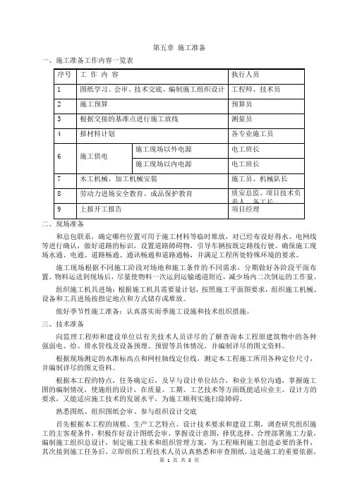 施工组织设计-施工准备