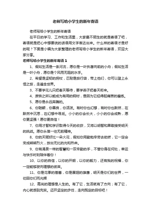 老师写给小学生的新年寄语