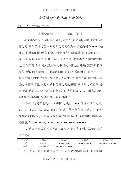 高中英语非谓语动词用法详解及练习(含答案详解)