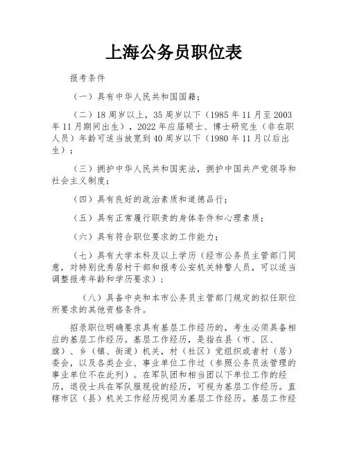 上海公务员职位表