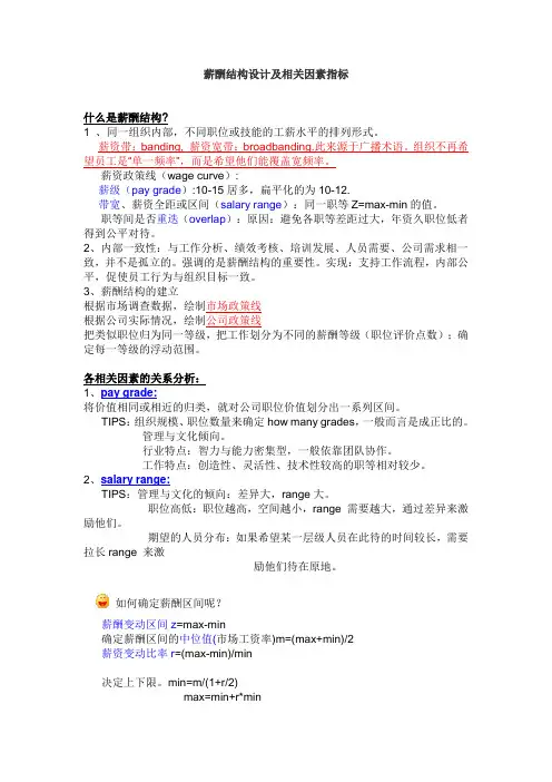 薪酬结构设计及相关因素指标