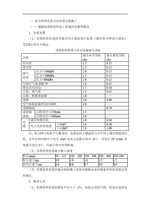热力管网及热力站管道安装施工