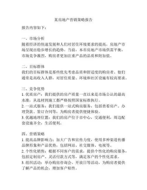 某房地产营销策略报告