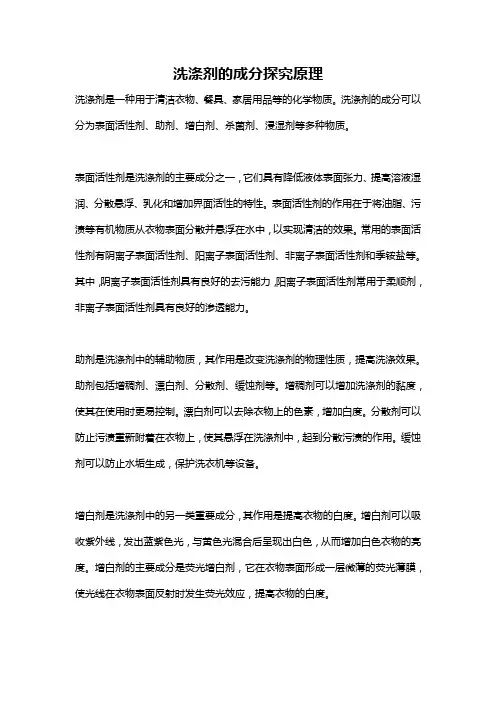 洗涤剂的成分探究原理