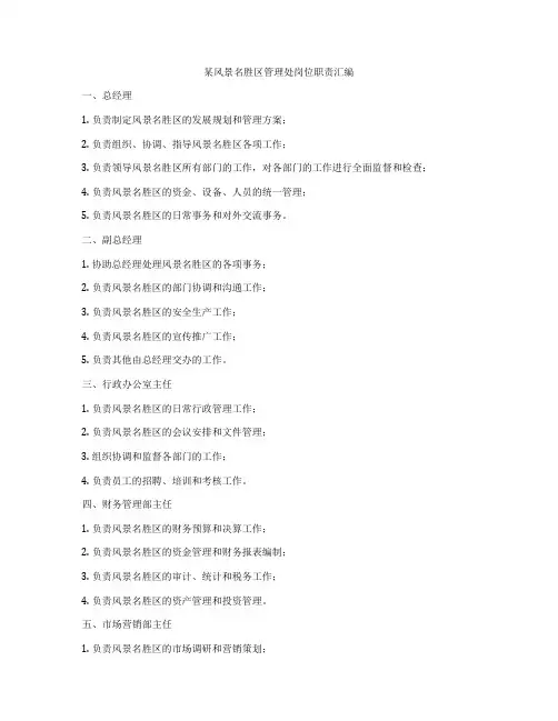 某风景名胜区管理处岗位职责汇编
