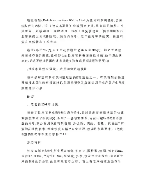 石斛的植物学特性及组培苗生产技术(精)