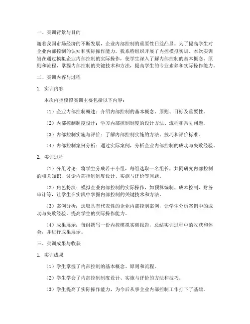 内控模拟实训报告
