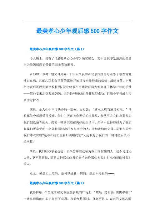 最美孝心少年观后感500字作文