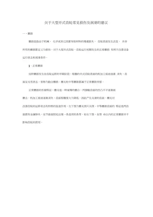 关于大型开式齿轮常见损伤及润滑的建议