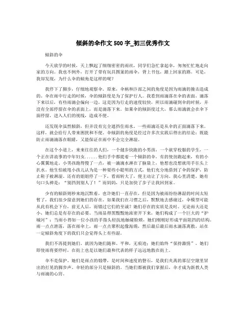 倾斜的伞作文500字_初三优秀作文