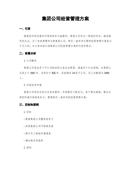 集团公司经营管理方案