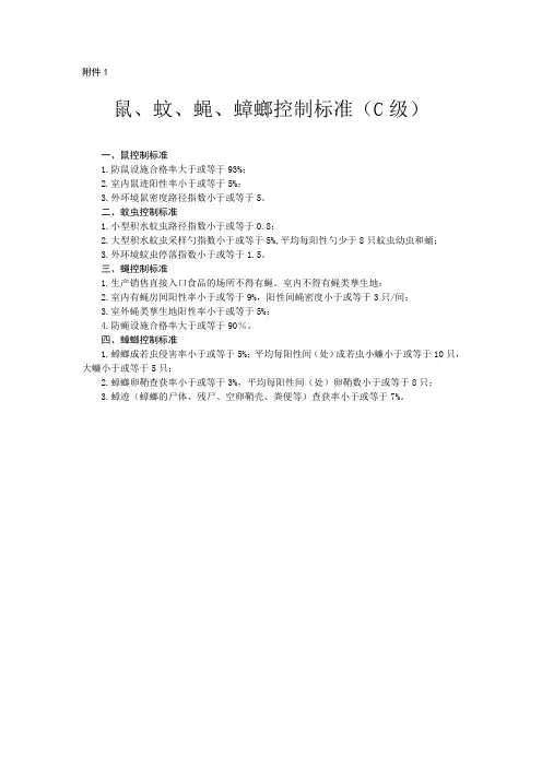 病媒生物C级标准专题检查附件