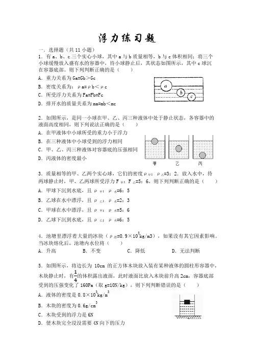浮力提高练习