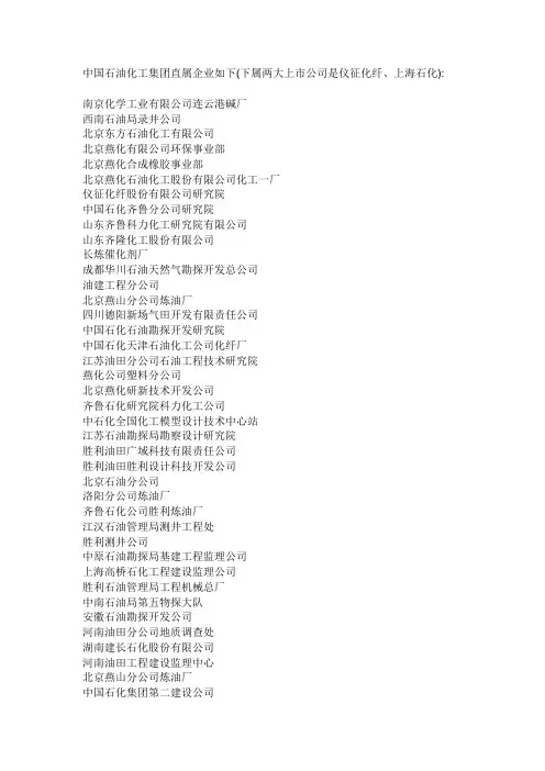 中国石油化工集团直属企业