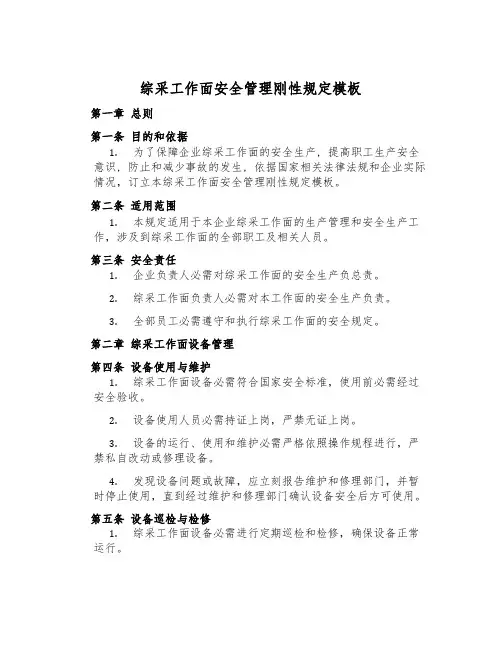 综采工作面安全管理刚性规定模板