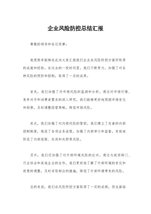 企业风险防控总结汇报