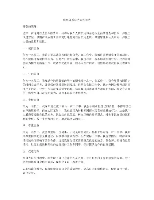 信用体系自查自纠报告