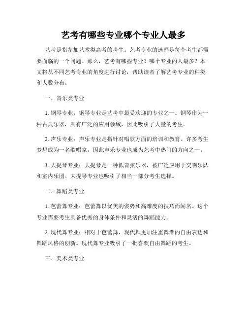 艺考有哪些专业哪个专业人最多