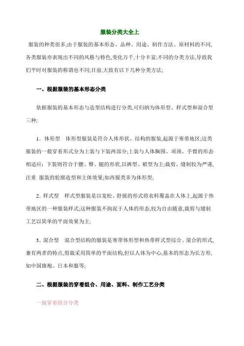 服装分类大全