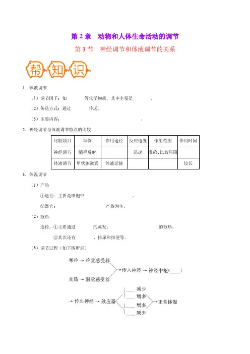 高中生物必修三 稳态与环境-高中必修3-第2章第3节神经调节和体液调节的关系-练习题2