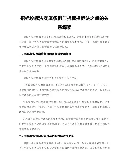 招标投标法实施条例与招标投标法之间的关系解读