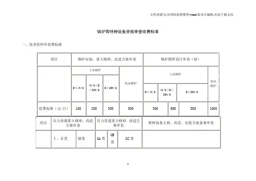 锅炉安装收费标准