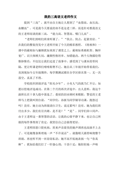 我的三高语文老师作文