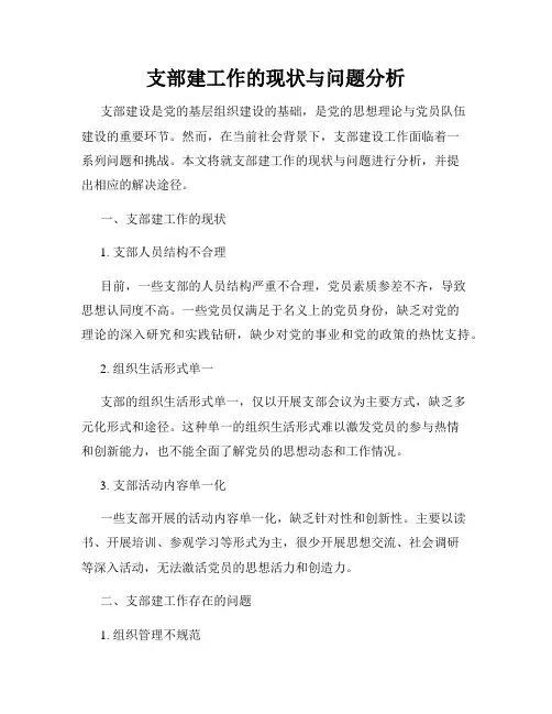 支部建工作的现状与问题分析
