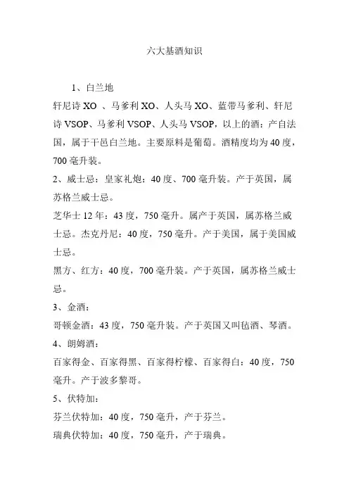 六大基酒知识