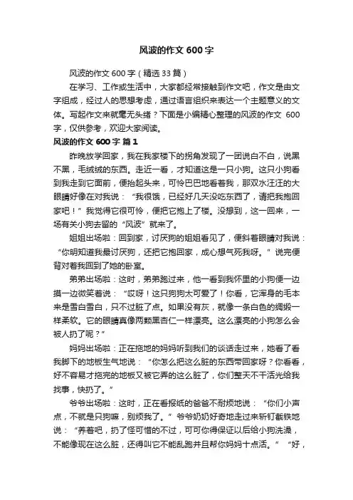 风波的作文600字（精选33篇）