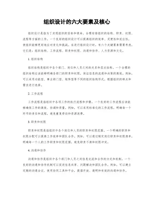 组织设计的六大要素及核心
