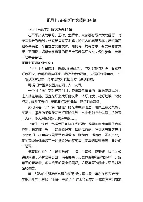 正月十五闹花灯作文精选14篇