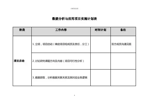 数据分析与应用项目实施计划表