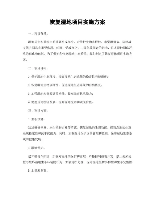 恢复湿地项目实施方案