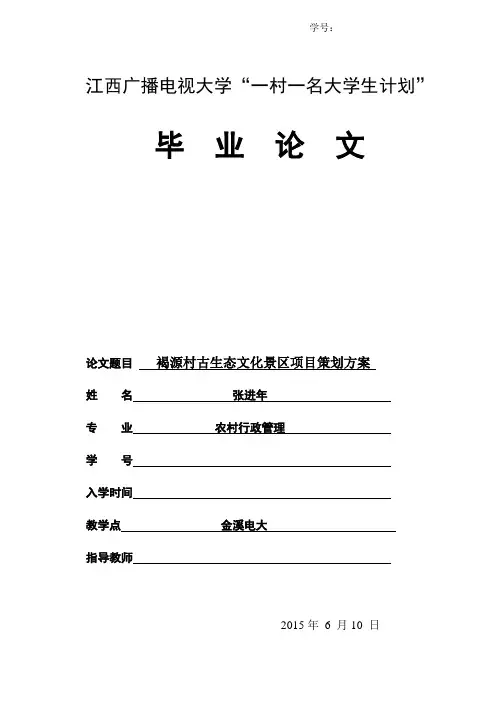 张进年——褐源村古生态文化景区项目策划方案