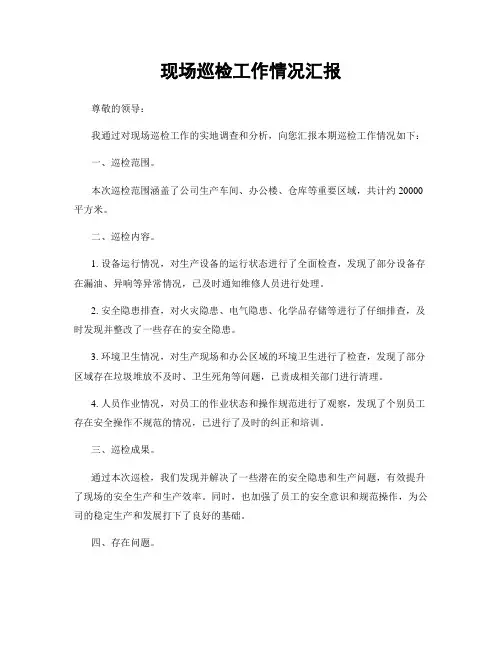 现场巡检工作情况汇报