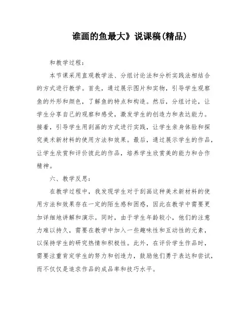 谁画的鱼最大》说课稿(精品)