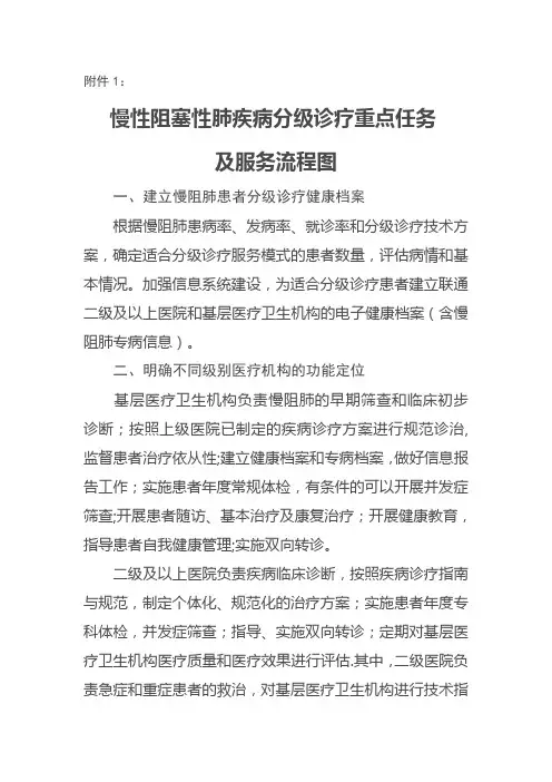 慢性阻塞性肺部疾病分级诊疗重点任务及服务流程图