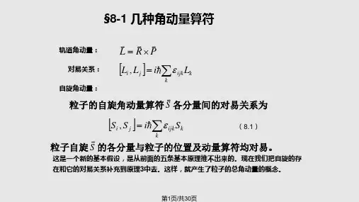 高等量子力学 角动量算符和角动量表象  自旋表象PPT课件