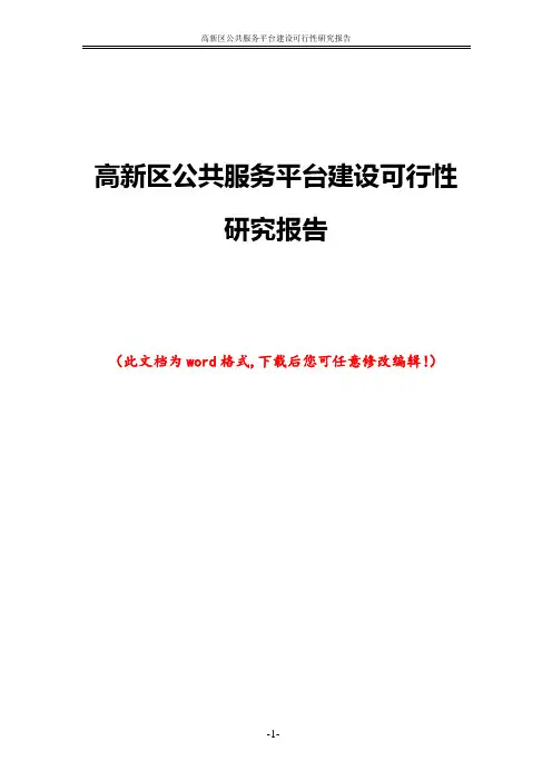 高新区公共服务平台建设可行性研究报告